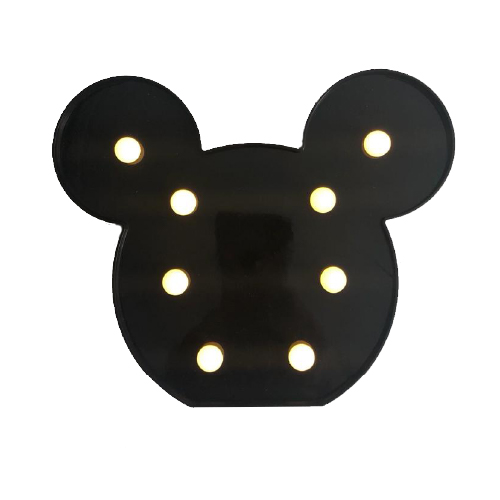Velador Mickey negro a pilas AA